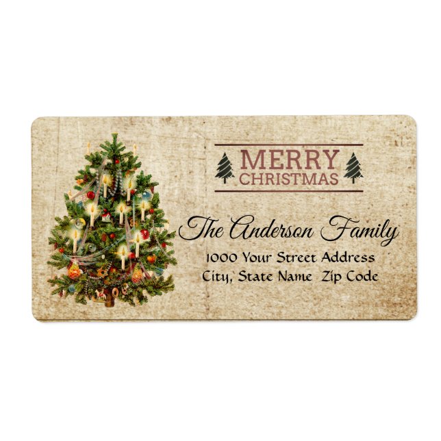 Vintage Christmas Tree Address Label (Front)
