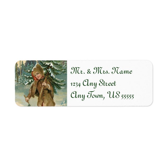 Vintage Christmas Tree Address Labels (Front)