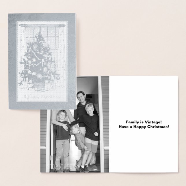 Vintage Christmas Tree and Add Your Photo, ZSSPG Foil Card (Display)