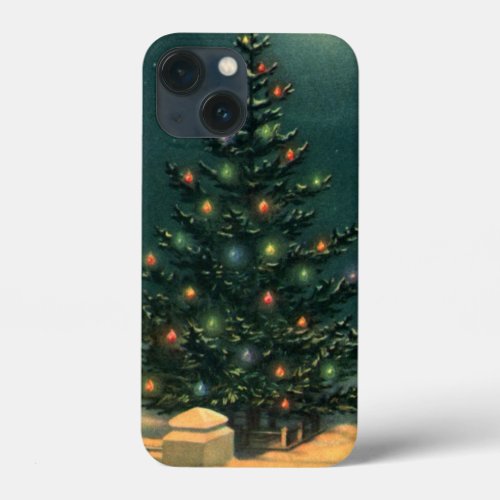 Vintage Christmas Tree at Night with Lights iPhone 13 Mini Case