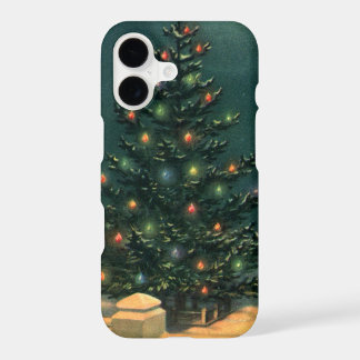 Vintage Christmas Tree at Night with Lights & Snow iPhone 17 Case