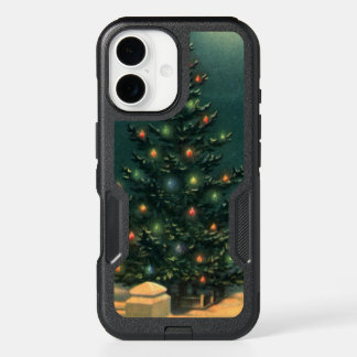 Vintage Christmas Tree at Night with Lights & Snow iPhone 16 Case