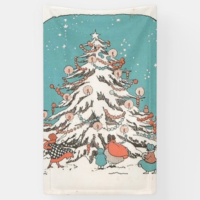 Vintage Christmas Tree Banner (Vertical)