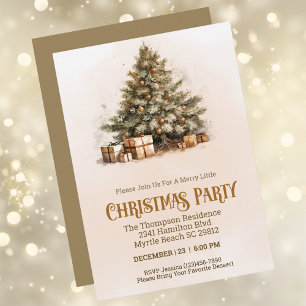 Vintage Christmas Tree Boho Party Invitation