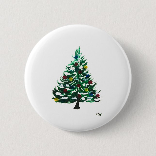 Vintage Christmas tree Button (Front)