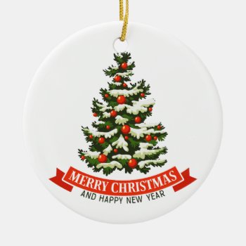 Vintage Christmas Tree Ceraminc Ornament by ChristmaSpirit at Zazzle