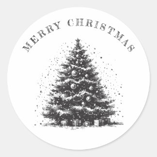 Vintage Christmas Tree Christmas Classic Round Sticker