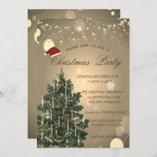 Vintage Christmas Tree Christmas Company Invitation