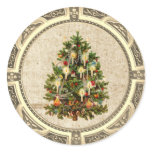 Vintage Christmas Tree Classic Round Sticker