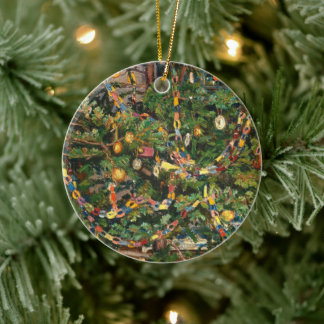 Vintage Christmas Tree Close-up Ceramic Ornament