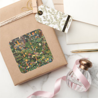 Vintage Christmas Tree Close-up Square Sticker