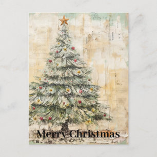Vintage Christmas Tree Collage Postcard