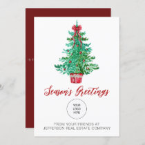 Vintage Christmas Tree Company Logo Business Holiday Card
