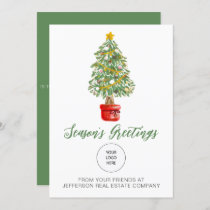 Vintage Christmas Tree Company Logo Business  Holiday Card