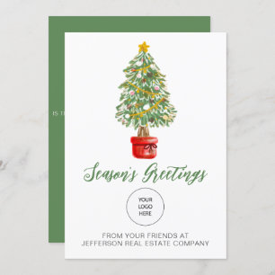 Vintage Christmas Tree Company Logo Business Holiday Card