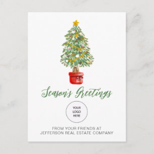 Vintage Christmas Tree Company Logo Business  Holiday Postcard
