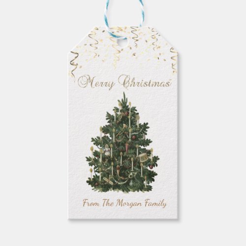 Vintage Christmas Tree  Confetti Gift Tags