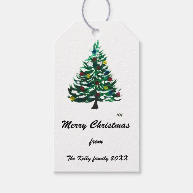 Vintage Christmas tree Custom Gift Tags (Front)