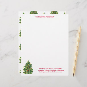 Vintage Christmas Tree Custom Name  Letterhead