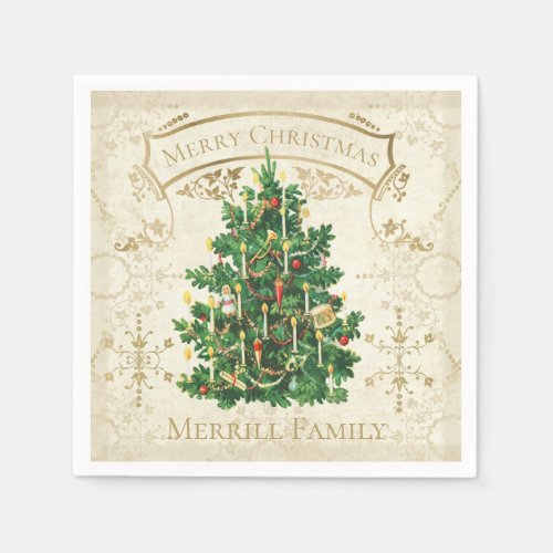 Vintage Christmas Tree Custom Napkins