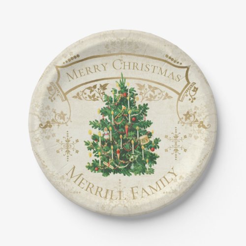 Vintage Christmas Tree Custom Paper Plates