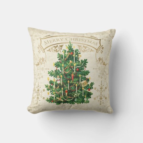 Vintage Christmas Tree Custom Throw Pillow