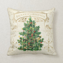 Vintage Christmas Tree Custom Throw Pillow