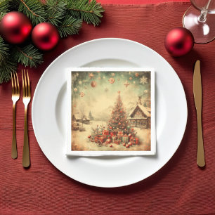 Vintage Christmas tree decorative festive Napkins