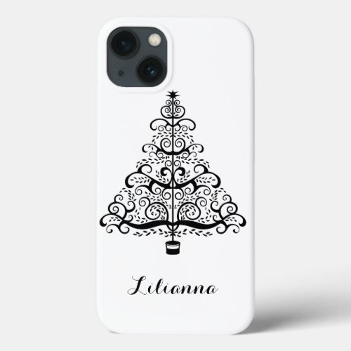 Vintage Christmas Tree Decorative Victorian Scroll iPhone 13 Case