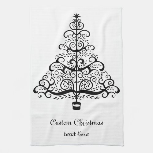 Vintage Christmas Tree Decorative Victorian Scroll Kitchen Towel