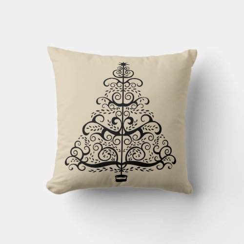 Vintage Christmas Tree Decorative Victorian Scroll Throw Pillow