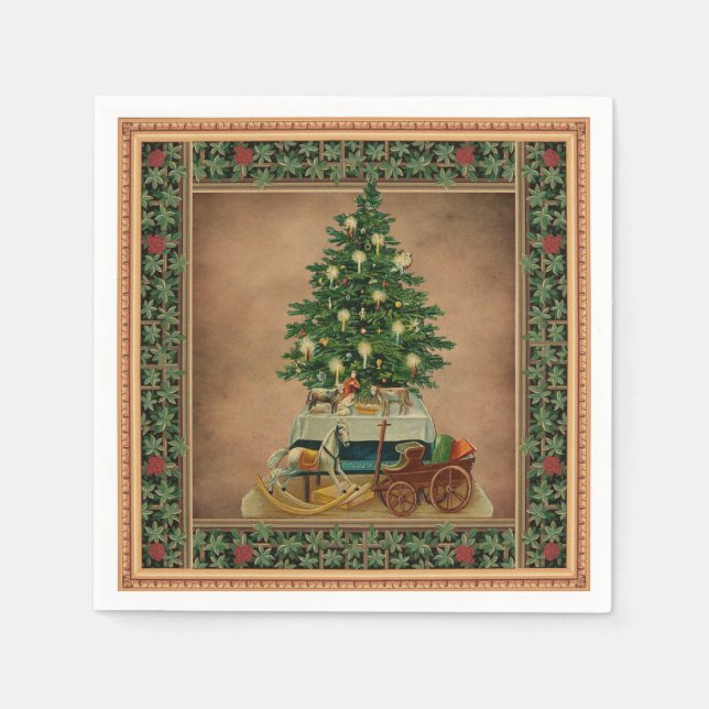 Vintage Christmas Tree Decoupage Paper Napkins (Front)