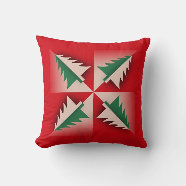 Vintage Christmas Tree Design Throw Pillow (Front)