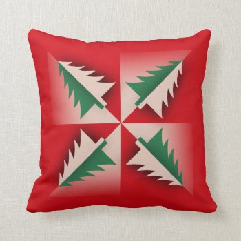 Vintage Christmas Tree Design Throw Pillow by christmas1900 at Zazzle