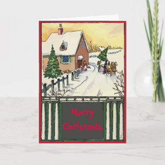 Vintage  Christmas Tree edit text Holiday Card