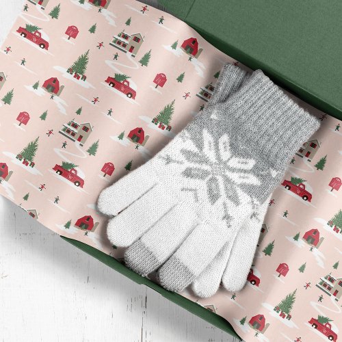 Vintage Christmas Tree Farm Scenery Tissue Paper