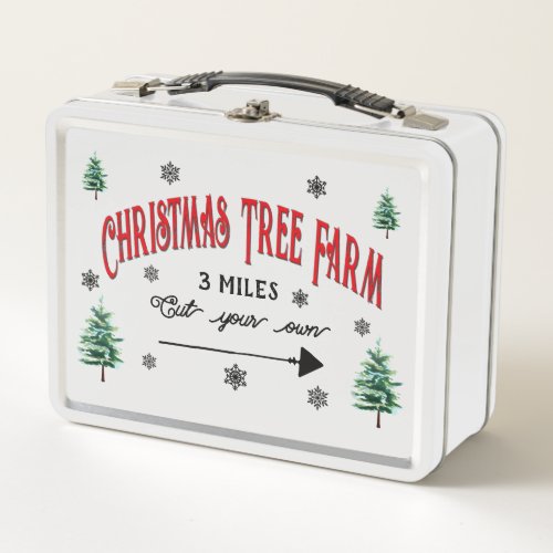 Vintage Christmas Tree Farm Tin Lunch Box