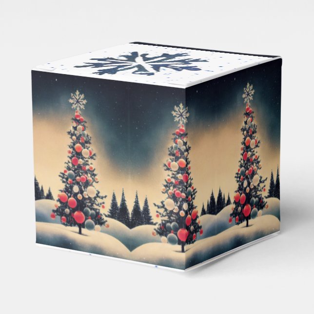 Vintage Christmas Tree Favor Box (Front Side)