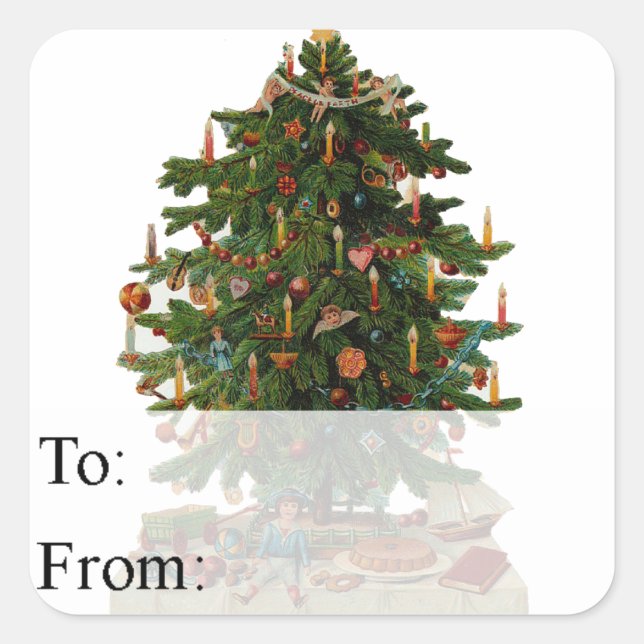 Vintage Christmas Tree Gift Tag (Front)