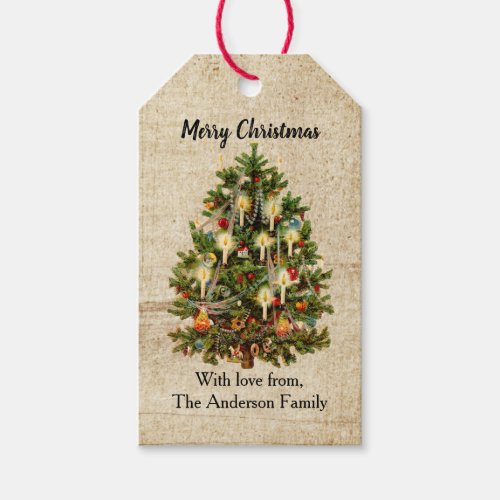 Vintage Christmas Tree Gift Tag