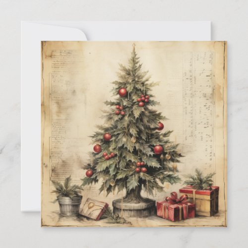 Vintage Christmas Tree Greeting Card