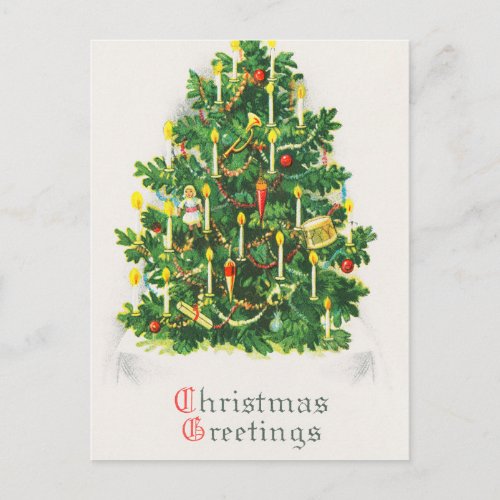 Vintage Christmas Tree Greetings Postcard