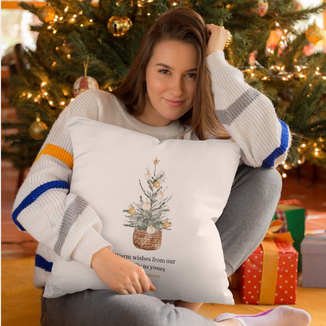 Vintage Christmas Tree | Happy Holiday  Throw Pillow (Creator Uploaded)