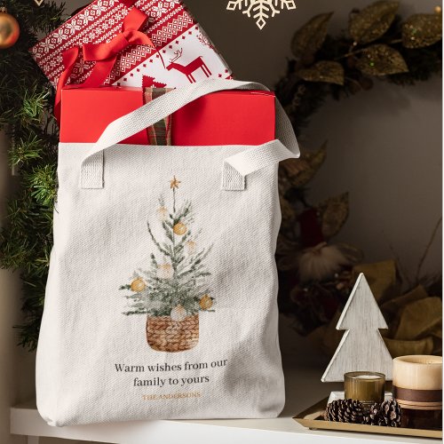 Vintage Christmas Tree  Happy Holiday  Tote Bag