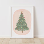Vintage Christmas Tree Holiday Decor Poster<br><div class="desc">Decorate for the holidays with this adorable illustrated Christmas tree print,  featuring muted colors in festive tones.</div>