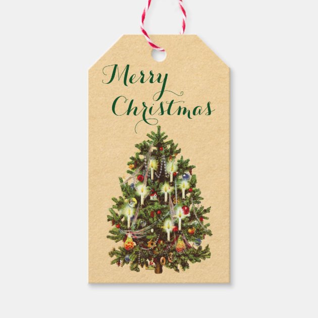 Vintage Christmas Tree Holiday Gift Tags