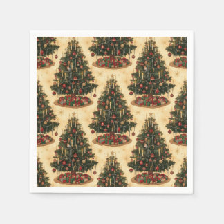 Vintage Christmas Tree Holiday Pattern Napkins