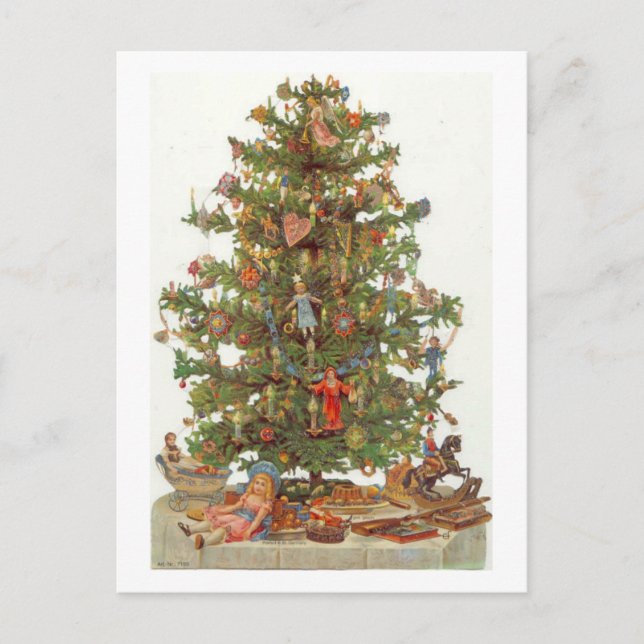 Vintage Christmas Tree Holiday Postcard (Front)