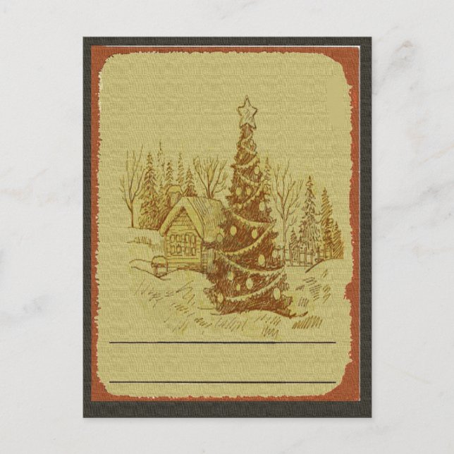 Vintage Christmas Tree Holiday Postcard (Front)