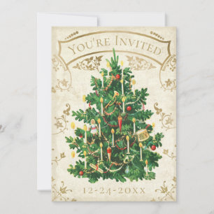 Vintage Christmas Tree Invitation